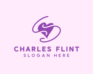 Purple Heart Squiggle logo design