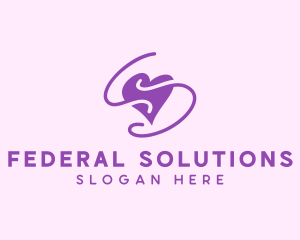 Purple Heart Squiggle logo design