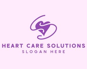 Cardiologist - Purple Heart Squiggle logo design