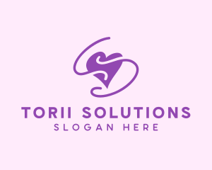 Purple Heart Squiggle logo design