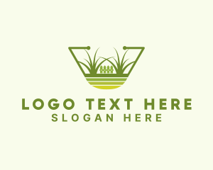 Grass - Lawn Fence Landscaping logo design