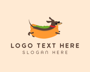 Food Truck - Dachshund Sandwich Bun logo design