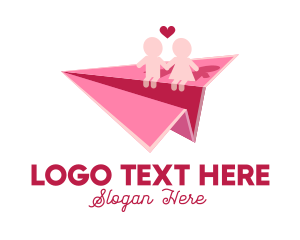 Online Dating - Couple Paper Plane logo design