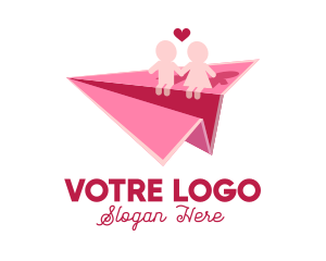 Love Letter - Couple Paper Plane logo design