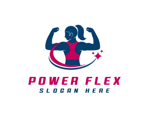 Muscular - Female Muscular Athlete logo design