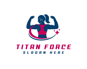 Heavyweight - Female Muscular Athlete logo design