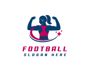 Training - Female Muscular Athlete logo design
