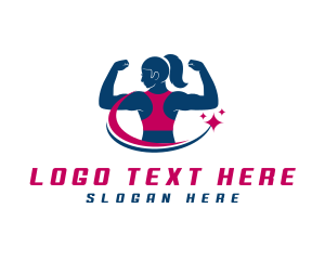 Fitness - Female Muscular Athlete logo design