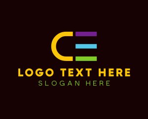 Color - Neon Lights Letter CE logo design