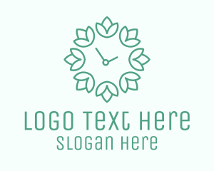 Garden - Lotus Clock Time logo design
