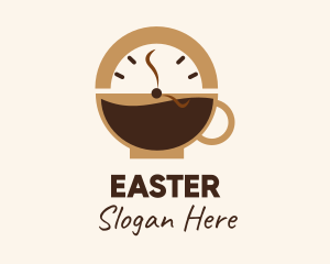 Brown - Coffee Mug Clock logo design