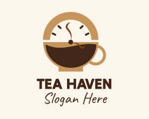 Teacup - Coffee Mug Clock logo design