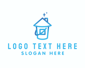 Home Cleaning - Cleaning House Bucket logo design