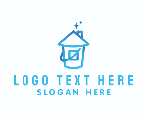 Cleaning Services - Cleaning House Bucket logo design