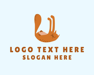 Animal Shelter - Playful Cat Letter U logo design