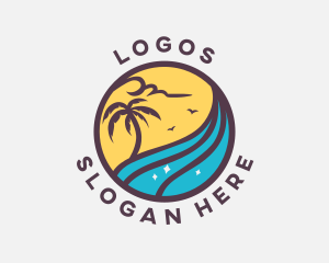 Seaside - Island Beach Waves logo design