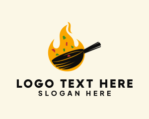 Lunch - Cooking Frying Pan logo design