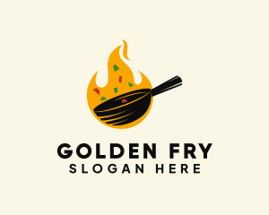 Frying - Cooking Frying Pan logo design