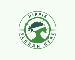 Eco - Forest Tree Cutting Badge logo design