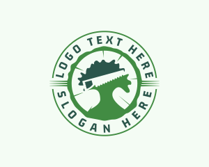 Tree - Forest Tree Cutting Badge logo design