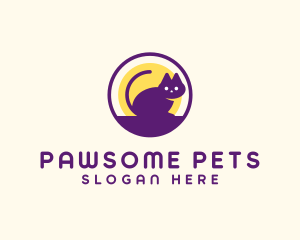 Moon Pet Cat logo design