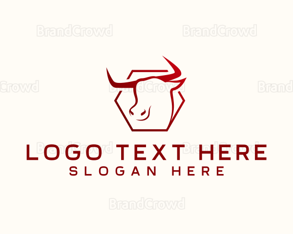 Hexagon Bull Cattle Logo
