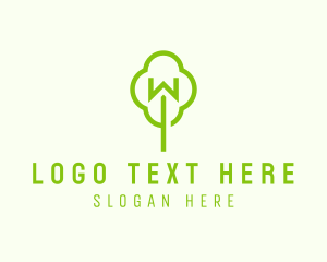 Green Tree Letter W  Logo