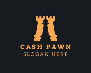 Pawn - Pawn Rook Chess Piece logo design