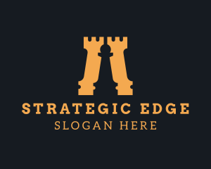 Strategy - Pawn Rook Chess Piece logo design