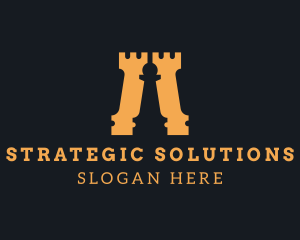 Strategy - Pawn Rook Chess Piece logo design