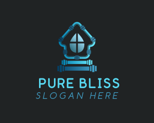 House Pipe Water Drop logo design