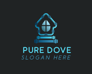 House Pipe Water Drop logo design