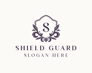 Golden - Flower Shield Ornament logo design