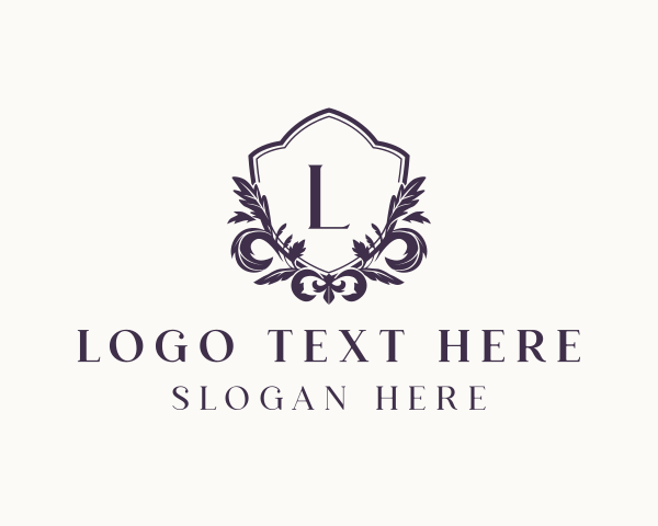 Botanical - Flower Shield Ornament logo design