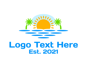 Seascape - Paradise Island Sunset logo design