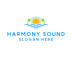 Hawaiian - Paradise Island Sunset logo design