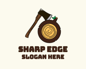 Axe Wood Log logo design