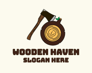 Log - Axe Wood Log logo design