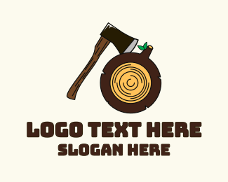 Axe Wood Log Logo