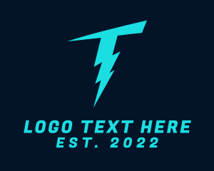 Charge - Electric Thunder Letter T logo design
