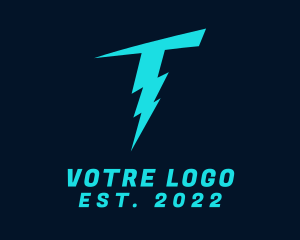 Charging - Electric Thunder Letter T logo design
