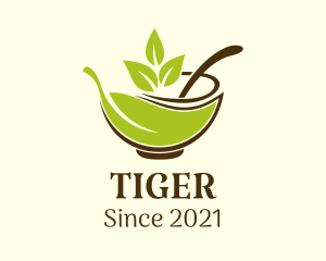 Cafe - Herbal Leaf Salad Bowl logo design