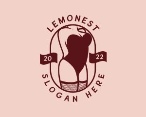 Naughty - Sexy Woman Corset Lingerie logo design