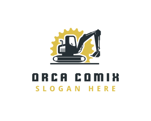 Gear Excavator Construction Logo