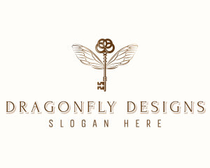 Dragonfly Key Wings logo design