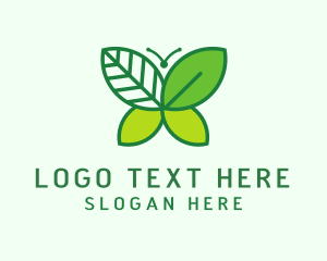 Vegan - Leaf Herb Butterfly logo design