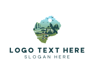 Country - Lesotho Mountains Africa logo design