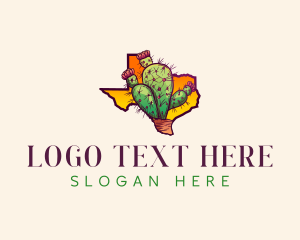 Map - Texas Cactus Plant logo design