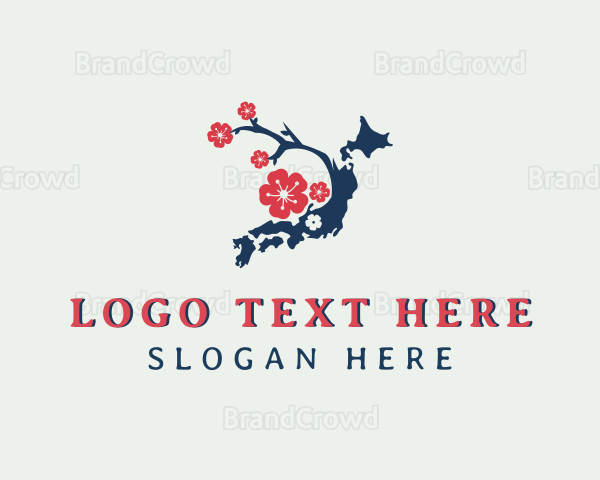 Cherry Blossom Floral Map Logo