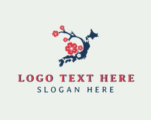 Map - Cherry Blossom Floral Map logo design